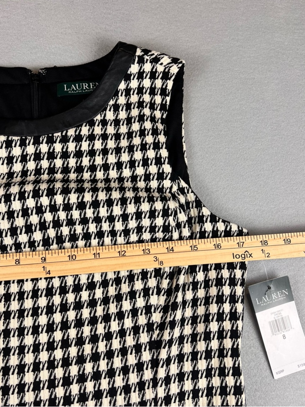 Ralph Lauren Black & White Houndstooth Sleeveless Midi Dress - Picture 7 of 9